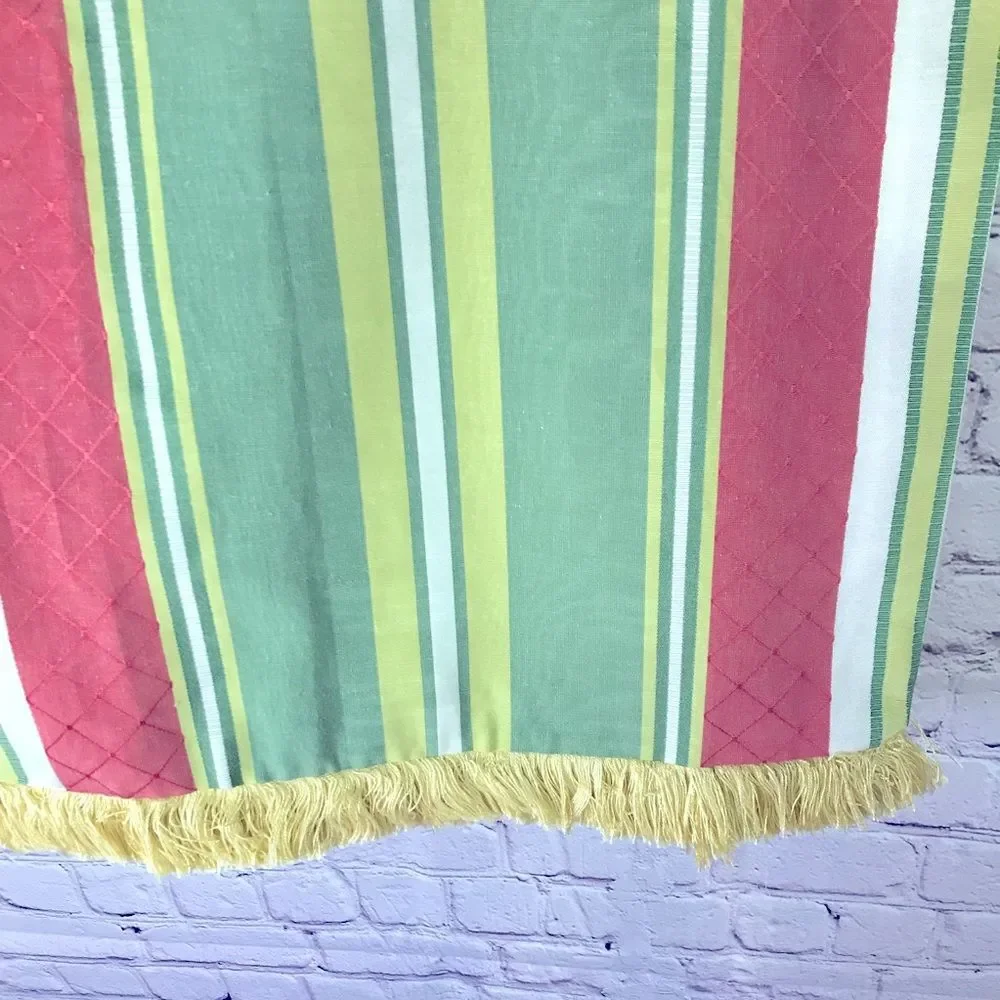 Custom Tailored Grandmillenial Valance Pink Green Gold Fringe Trim Size 24